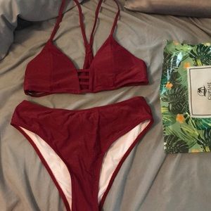 NWT Cupshe Maroon Bikini Small